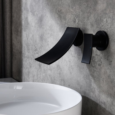 Matte Black Bathroom Wall Mount Faucet, Vast Waterfall Spout, Precise Control Of Water Temperature And Flow Rate, Suited For Sinks & Bathtubs Mounted Broad Accurate Adjustment, Fits Baths
