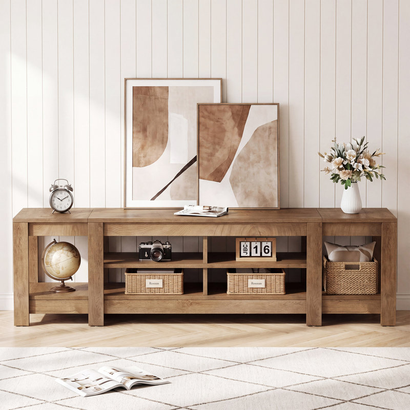 78.7" Extra Long Low Console Table with Storage Shelves