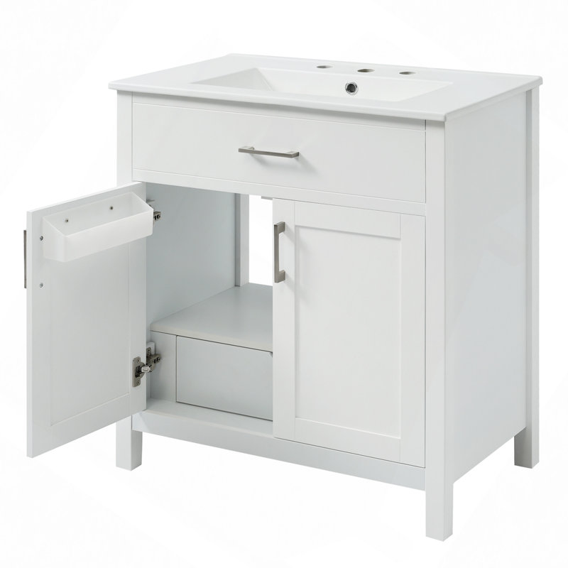 Meuble-lavabo de 30 po avec lavabo en céramique et grand rangement - le choix parfait pour les petites salles de bain