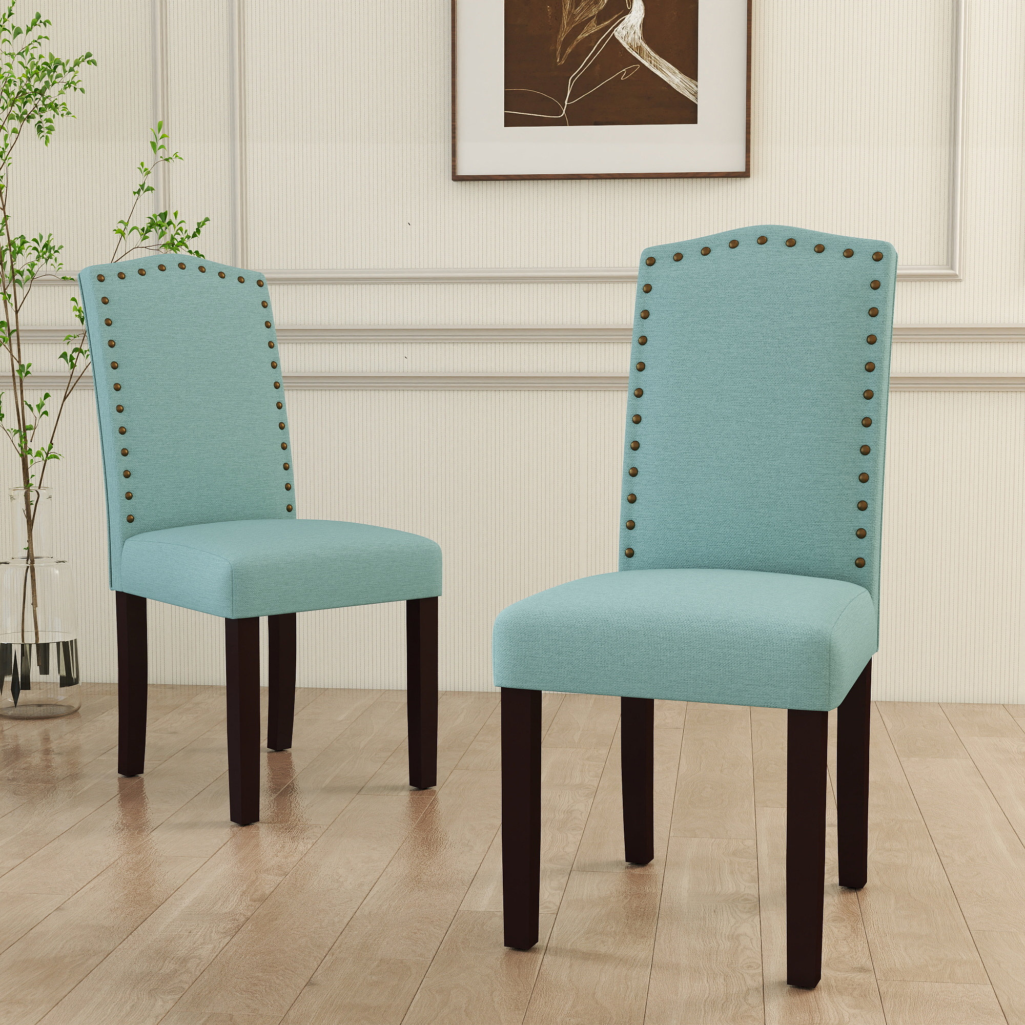 Red Barrel Studio® High Back Upholstered Dining Chairs With Nailhead ...