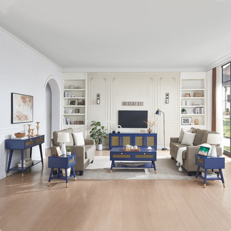 Crédence de rangement l 69,5 po Beene, Bleu