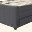 Lit plateforme double tapissier avec lit gigogne simple et 3 tiroirs, tissu en lin-655997158