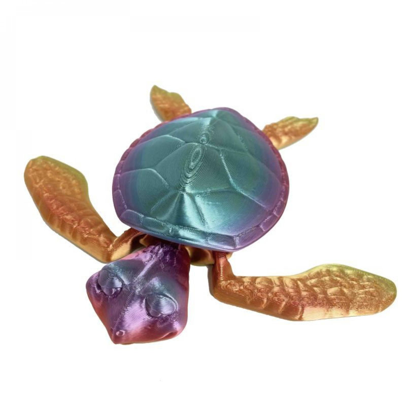 Figurine de tortue de couleur arc-en-ciel imprimée en 3D, H 9 po x l 6,5 po x P 6 po
