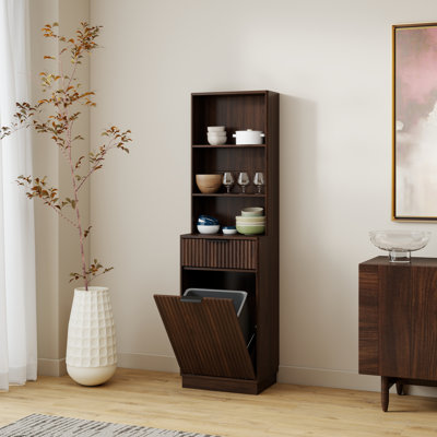 Armoire à poubelle double basculante de 38 litres (10 gallons) pour cuisine, style ferme, blanche.