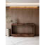 Console incurvée de 43 pouces, table de canapé en bois à 2 niveaux avec tablette de rangement ouverte, table d'entrée étroite pour vestibule de couloir, finition noyer