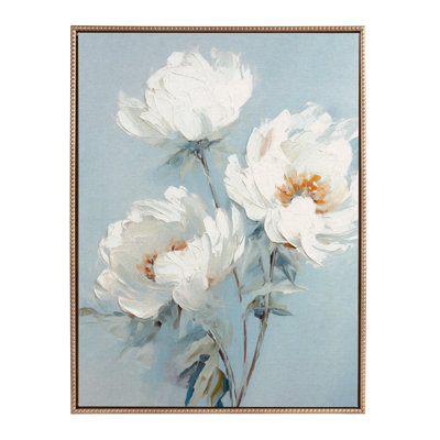 Soft Peony, peinture sur toile encadrée