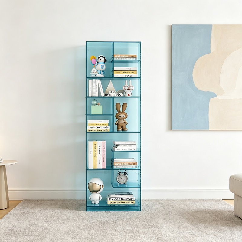 Bibliothèque de classification géométrique en acrylique, Lac bleu