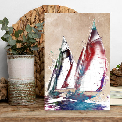Dynamic Sailboat Racing Wall Art Print 1 Piece Wrapped Canvas Wall Art