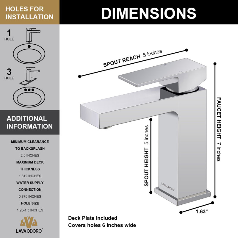 Robinet de salle de bains monotrou avec ensemble de drainage