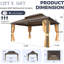 Pavillon de jardin à toit rigide 12 pi x 16 pi avec double toit en acier galvanisé et cadre en aluminium, pavillon extérieur brun avec rideaux et filet pour patio et jardin-126511506