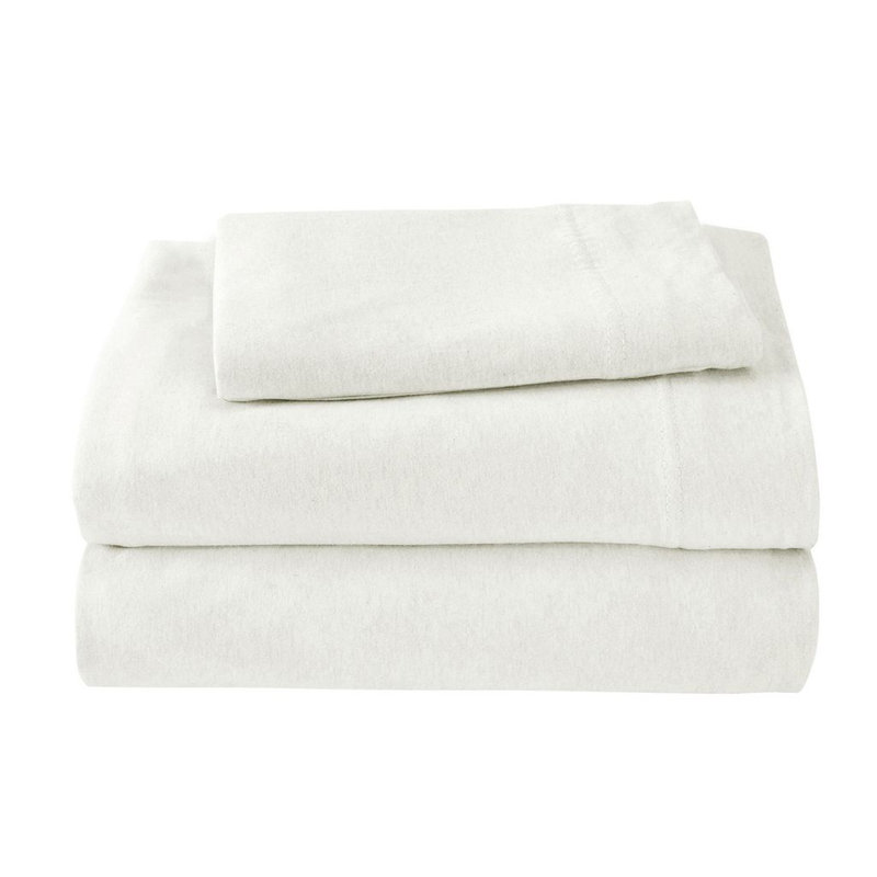 Brooklyn Flat Jersey Knit Sheet Set, Twin Sheet Set with 1 Pillowcase, White