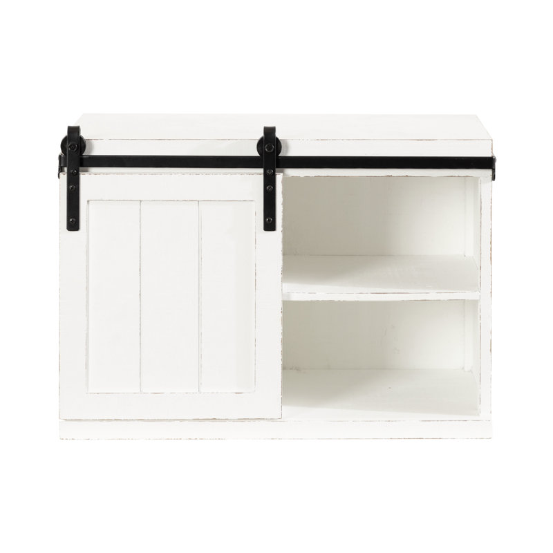Table d'appoint flottante avec rangement Prescott, Blanc