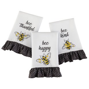 Bumble Bees Tea Towels X3 100% Cotton Decorative Kitchen Cooking Dish Linen  BBQ