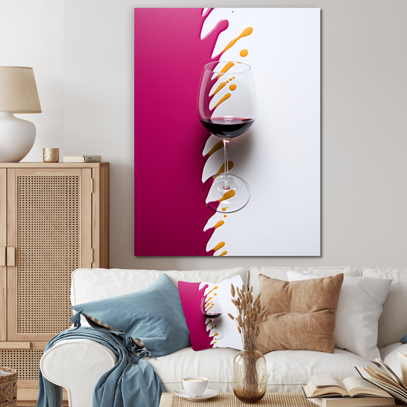 «Red Wine Glass», présentation sur toile, H 32 po x l 16 po x P 1 po, Toile tendue