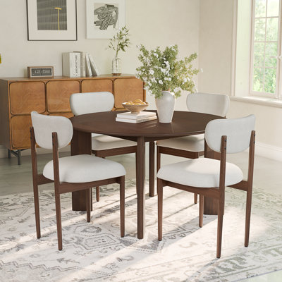 Round Wood Dining Table Kitchen Table Dining Chair Sets With 4 Legs