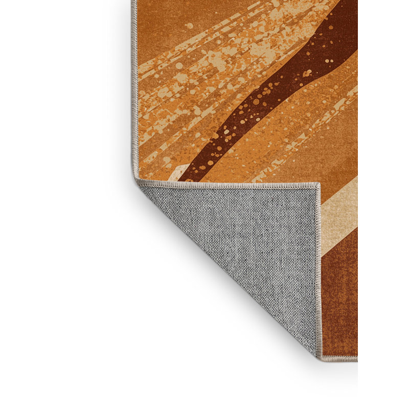 Tapis moderne et contemporain hachrook lavable à la machine en brun - beige, 4x6