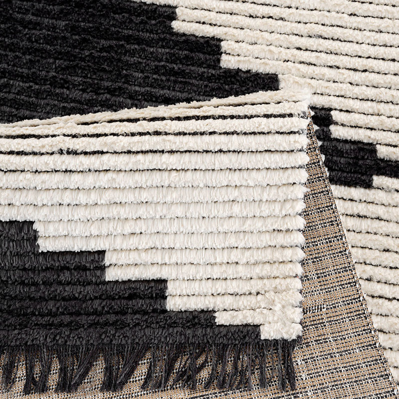 Area Rug, Black & Ivory Modern