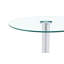 Table basse ronde en verre trempé de 27,5 pouces de diamètre. 17,7 pouces de haut, soutenu par une base en métal argenté, avec un bord de luxe léger.-593253547