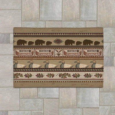 Lodge Look Chenille Striped Indoor / Outdoor Rug