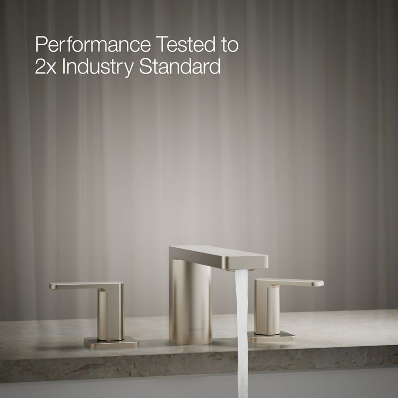Parallel Two-Handle Deck-Mount Bath Faucet, Vibrant Brushed Nickel