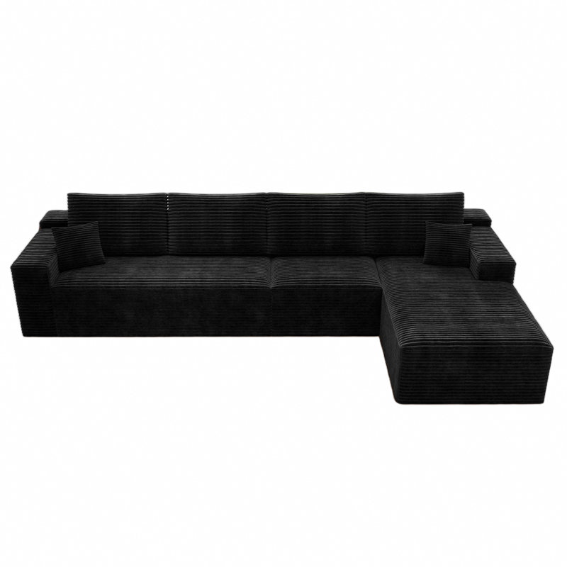 Canapé moderne, canapé modulaire en forme de L, canapé minimaliste moderne, canapé à assise profonde pour le salon, Noir