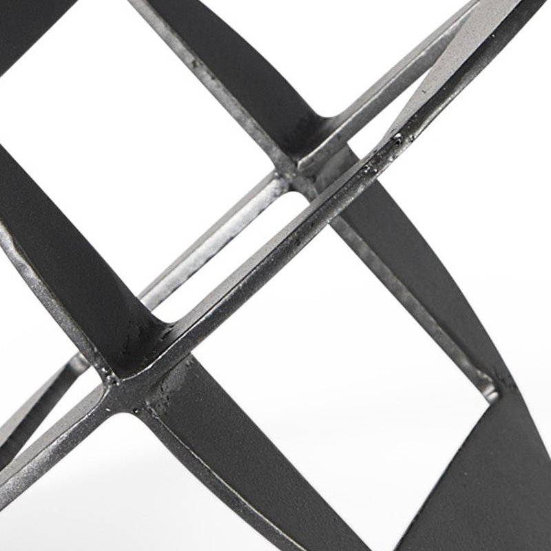 Melun Metal Geometric Orb Tabletop Sculpture, 6" H x 6" W x 6" D, Black
