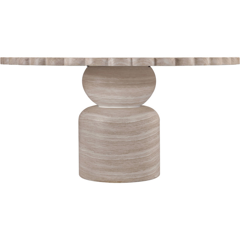 Table de salle à manger intérieure / extérieure en béton 60 po Petalia Breesha, H 30 po x l 60 po x P 60 po, Travertin
