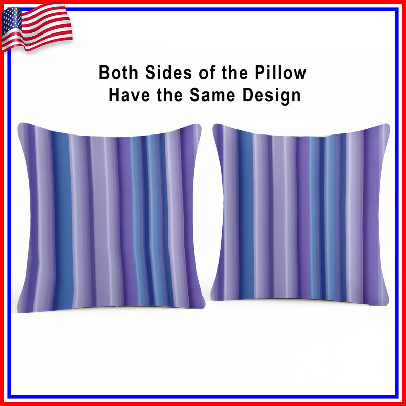 Blue Purple Stripes Double Sided Throw Pillows, 20 x 20 inches
