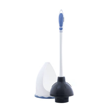 18.5 Toilet Brush Set in White/Blue CLEANHOME