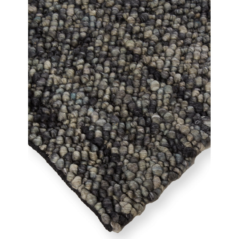 Tapis rectangulaire en laine tissé à la main en gris / taupe / noir, Rectangle 8 pi x 11 pi