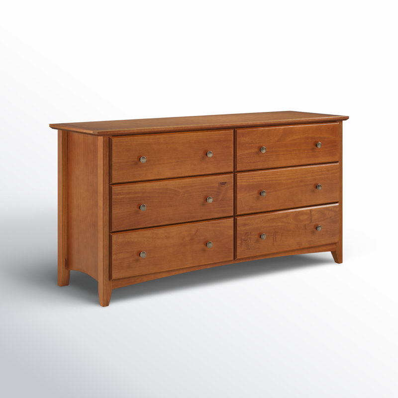 Commode double en bois massif à 6 tiroirs Faringdon, Cerisier