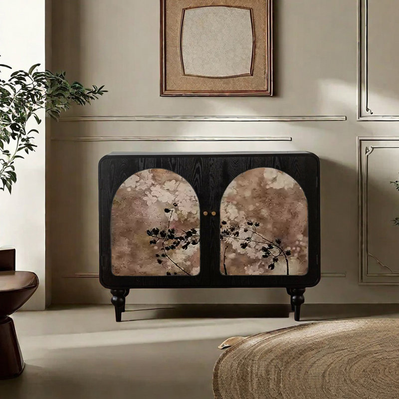 Armoire d'appoint moderne en bois massif de style français, Noir