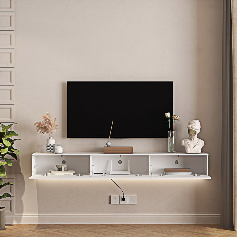 Floating TV Stand Wall Mounted, Black