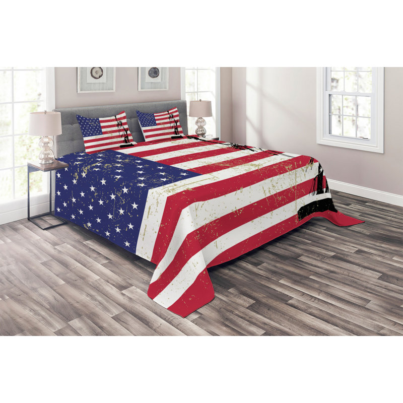 Farmhouse / Country Polyester Coverlet, King Bedspread + 2 Shams