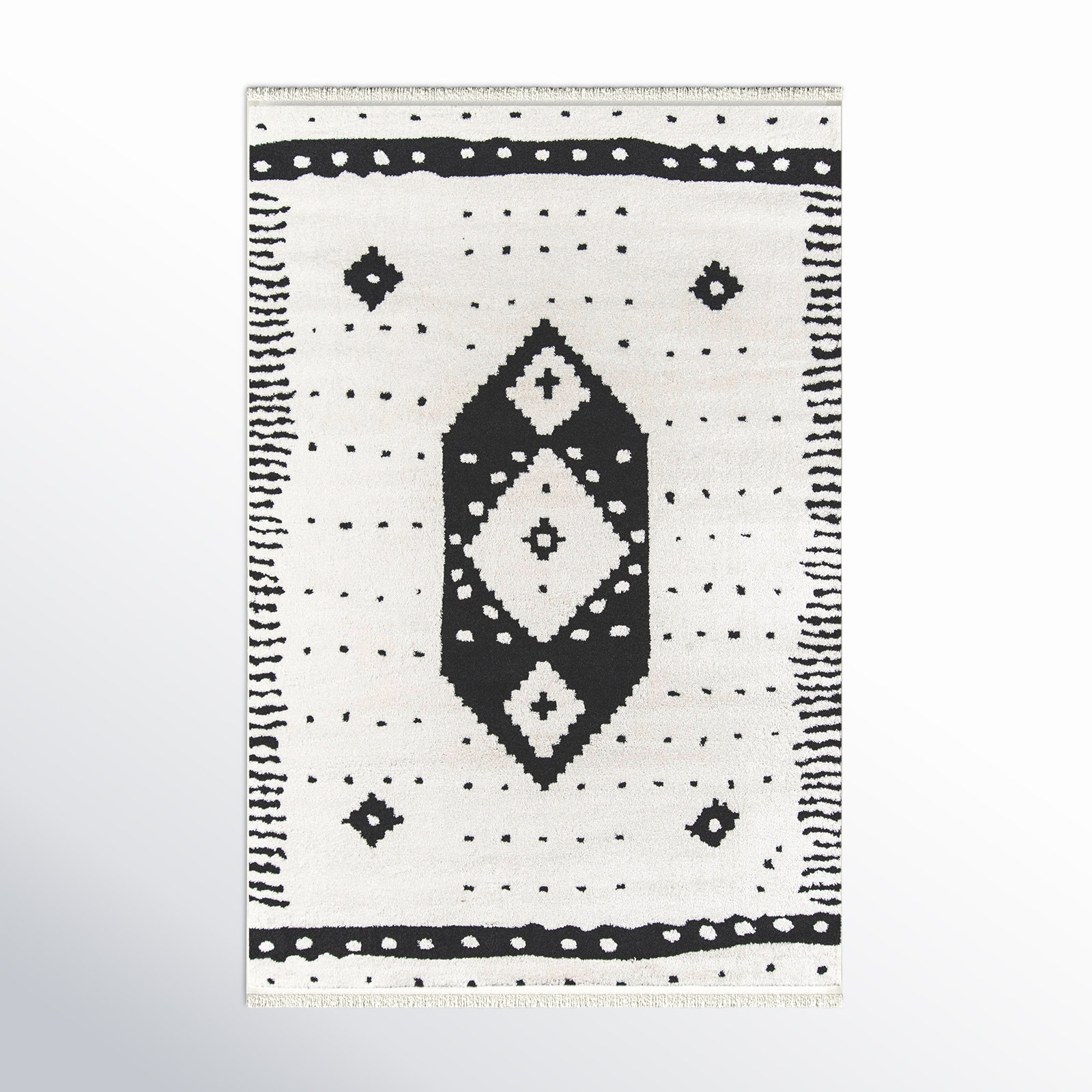 Metro Ivory Black Geometric Rug, Rectangle 8'6" x 11'6"