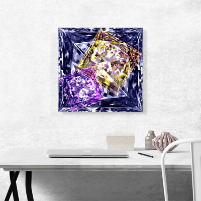 " Purple Violet Yellow Princess Cut Diamond Jewel "