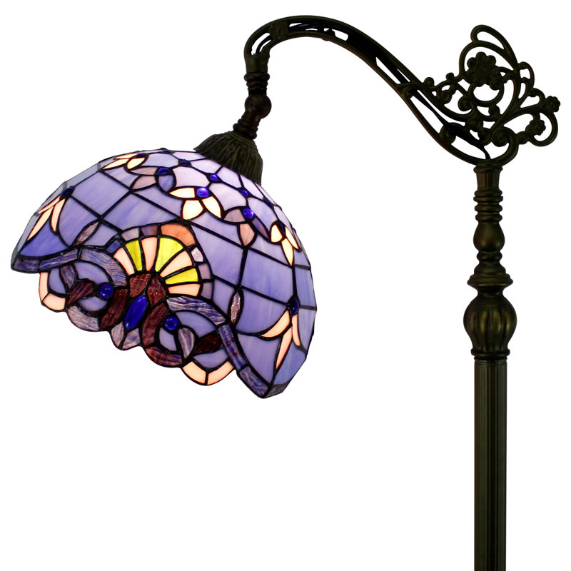 Lampe sur pied arquée 64 po Airah, Brun / jaune / violet