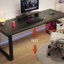 Bureau rectangulaire en bois massif noir-886443564