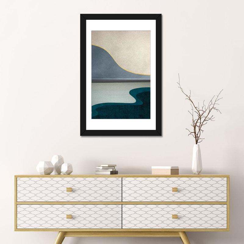«Minimal Landscape V», reproduction sur toile, H 24 po x l 16 po x P 1 po, Papier beaux-arts encadré noir, Blanc