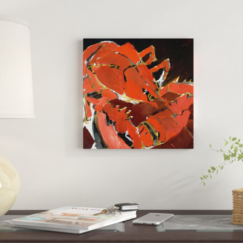 « abstract homard v », impression sur toile, H 37 po x l 37 po x P 1,5 po, Toile tendue, Pas de tapis