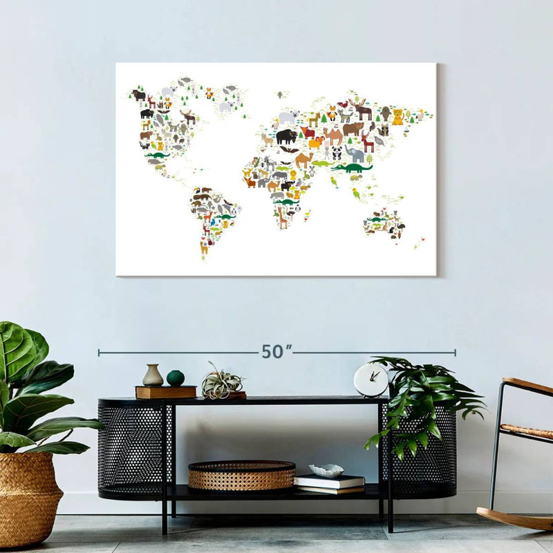 Carte du monde des animaux sauvages Ashelle, H 30 po x l 45 po