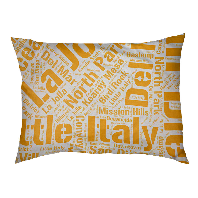 Coussin de chien « districts », San Diego, Très grand (H 17 po x l 50 po x P 40 po), Orange