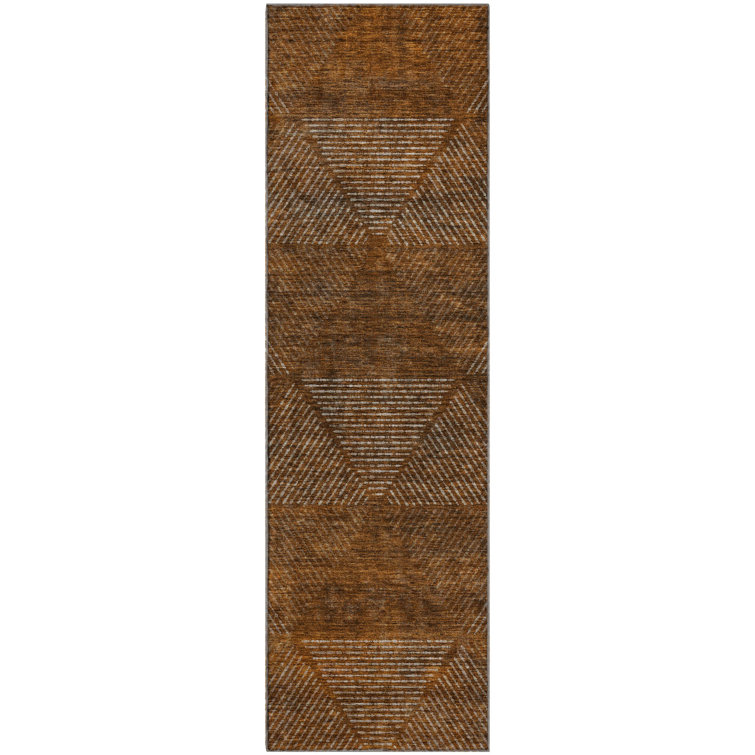 Premium Machine Washable Prisco Terracotta Rug