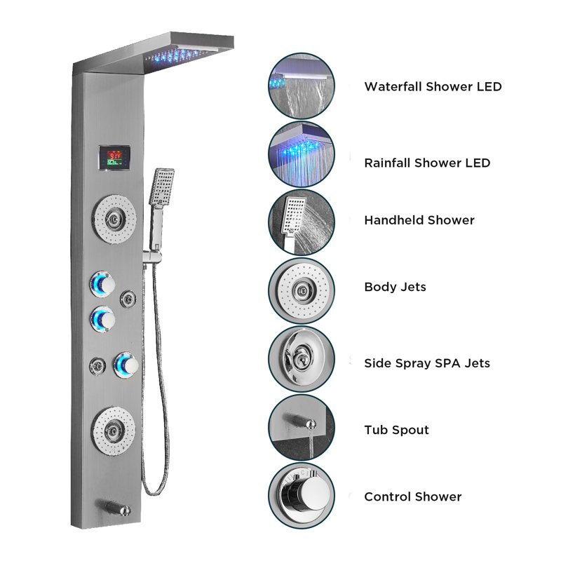 Shower Tower Panel, Silver