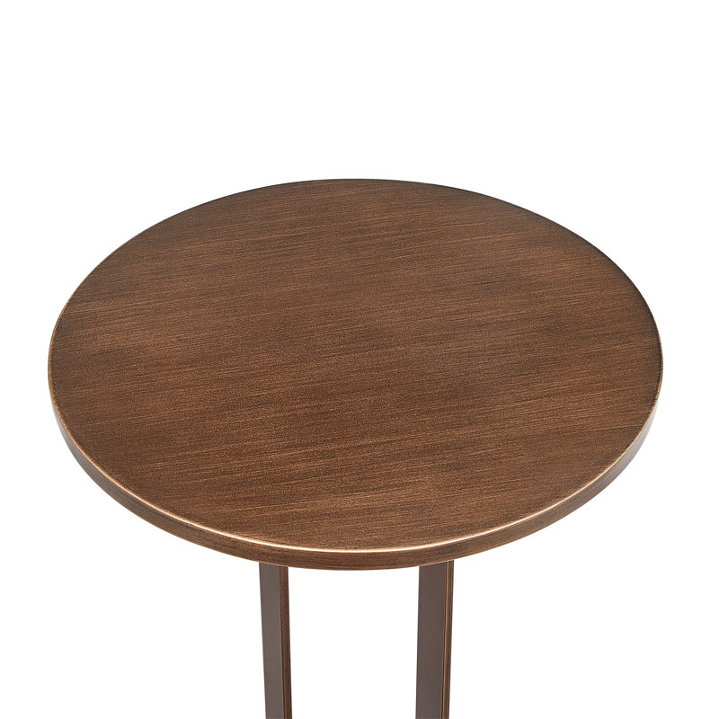 Plateau en métal 15,71 po, bronze antique, table d'appoint ronde, piédestal unique, ovale ouvert