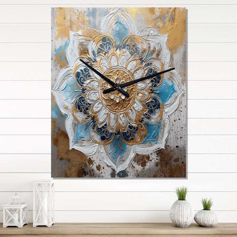 Horloge murale Jasoda - Boho Mandala, H 32 po x l 16 po x P 1 po