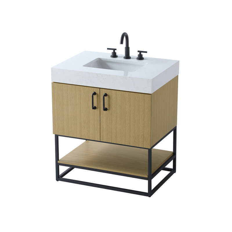 Meuble-lavabo simple 30 po, Brun miel