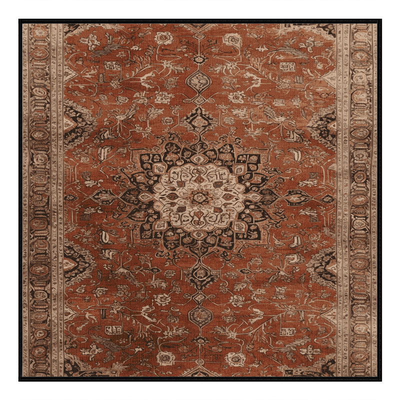 Tapis brun lavable à la machine, Carré 7 pi