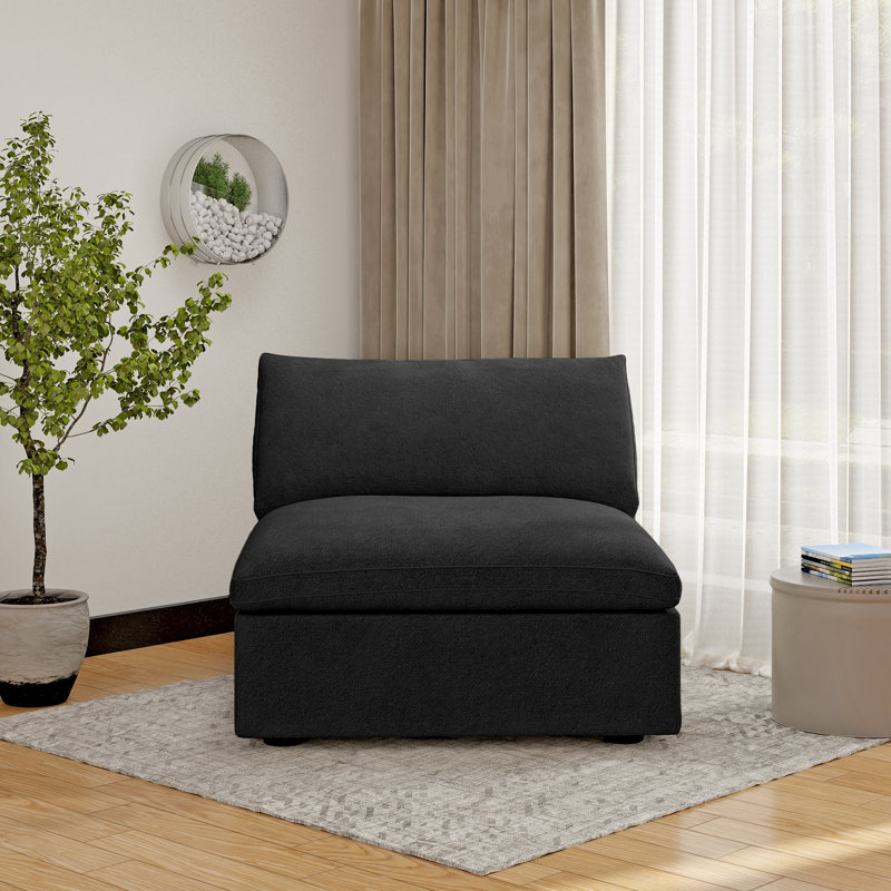 Linen Blend Slipcovered Chair, Black