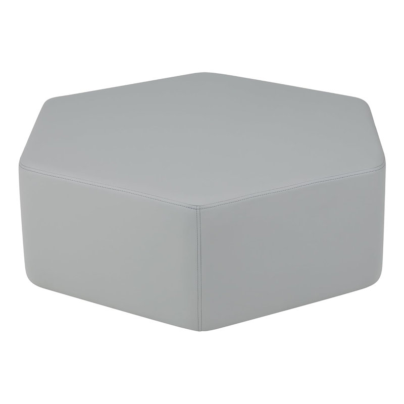 Pro Series Upholstered Hexagon Ottoman 12" Height, Grey
